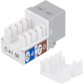 NavePoint CAT5E Keystone Jack, Snap-in, 90-Degree Termination, Thermoplastic, Gray, 15-Pack, CE Compliant