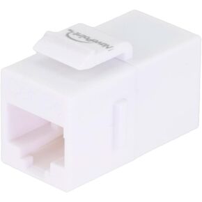 NavePoint CAT5E Keystone Coupler, Female RJ45(8x8), Snap-in, Thermoplastic, White, 25-Pack