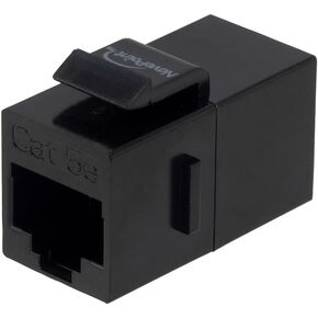 NavePoint CAT5E Keystone Coupler, Female RJ45(8x8), Snap-in, Thermoplastic, Black, 50-Pack
