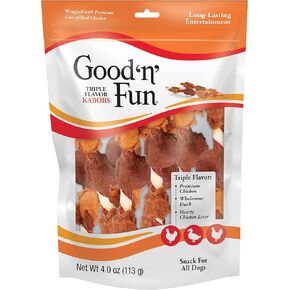 Good'n'Fun كابوبس من الجلد الخام ثلاثي النكهة للكلاب، 36 قطعة (عبوة من 12 قطعة)