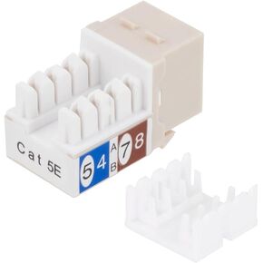 NavePoint CAT5E Keystone Jack, Snap-in, 90-Degree Termination, Thermoplastic, Light Almond, 15-Pack, CE Compliant