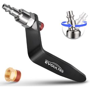 Pneumatic Tool Rafter Hook Hanger with 1/4 & 3/8 Inches Brass Air Fitting, 360° Swivel Lightweight Aluminum Air Tool Organizer Holder, L Shaped Hook for Air Nailer, Air Blow Gun