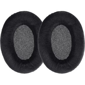 kwmobile 2X Earpad Compatible with Sennheiser HD515 / HD555 / HD595 / HD518 - Replacement Velour Earpad Cushion for Headphones - Black