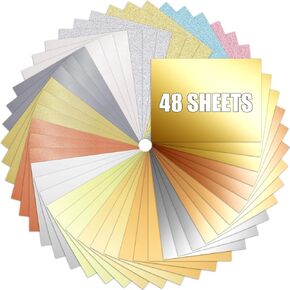 MCPINKY 24 Sheets Glitter Cardstocks A4, Shimmer Cardstock Pearlescent Paper Metallic Cardstock for Scrapbook DIY Crafts in Saudi Arabia