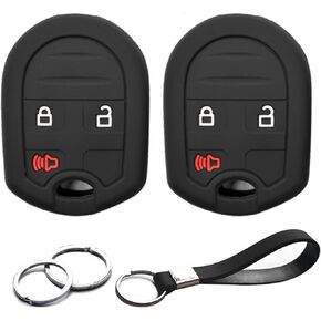 2pcs Compatible with Ford F-150 F-250 F-350 F-450 F-550 F-650 F-750 Edge Flex Fusion Explorer E-150 E-250 E-350 Super Duty Lincoln Key Fob Cover Case Key Chain Protector Keyless Remote Holder