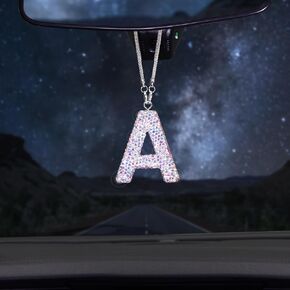 ToBeQueen Colorful Bling Car Hanging Ornament, Diamond Crystal Rhinestone Car Mirror Hanging Letter B Accessories, Cute Lucky Hanging Pendant Bling Car Accessories for Women (Colorful,B)