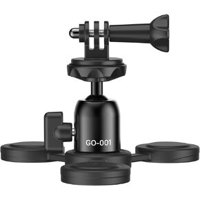 Triple Suction Car Mount for Gopro - ULANZ GO-001 Magnetic Suction Cup Mount Flexible Suction Legs 360° Rotation Ball Head Car Boats Windshield & Window Mount for Gopro Hero DJI Action insta360