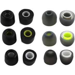 3 Pair Memory Foam & 3 Pair Silicone Rubber Replacement Earbuds, Ear Tips for JayBird BlueBuds X, X2 & X3 Sport Headphones (Medium)