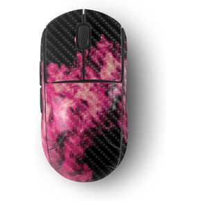 MightySkins Carbon Fiber Skin Compatible with Logitech G Pro Wireless Gaming Mouse - Magenta Smoke | Protective, Durable Textured Carbon Fiber Finish | Easy to Apply