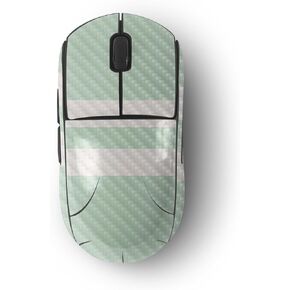 MightySkins Carbon Fiber Skin Compatible with Logitech G Pro Wireless Gaming Mouse - Mint Stripes | Protective, Durable Textured Carbon Fiber Finish | Easy to Apply