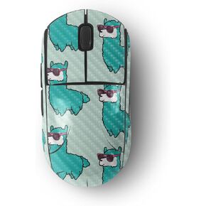 MightySkins Carbon Fiber Skin Compatible with Logitech G Pro Wireless Gaming Mouse - Awesome Alpacas | Protective, Durable Textured Carbon Fiber Finish | Easy to Apply
