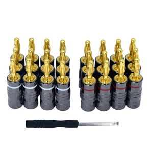4mm Audio Plug Jack Banana Plugs for Speaker Wire 24K Gold Plated Banana Adapter Cable Connector Clips 12 Pair 24pcs (Lantern Banana)
