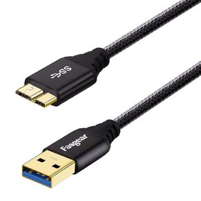 Fasgear Micro B 3.0 Cable: External Hard Drive Cable Nylon Braided USB 3.0 A to Micro B Cord 5Gbps Data Syncing & Fast Charging Cord Compatible for Samsung Galaxy S5/Note 5/Note Pro 12.2 (1.6ft, Gray)