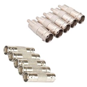 BNC & RCA Coaxial Connector : 5 BNC Coupler+ 5 BNC to RCA Adapter,BNC Female Jack to RCA Male Plug Adapter for CCTV Home Security Surveillance Different Extend Cable Runs (10 Pack)