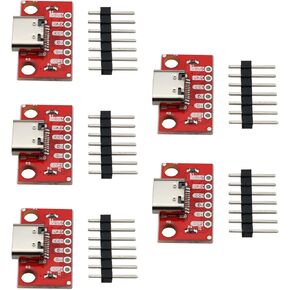 5Sets USB Type C Breakout Serial Basic Breakout Female Connector 16P PCB Converter Board Type PCB Converter Board, Red