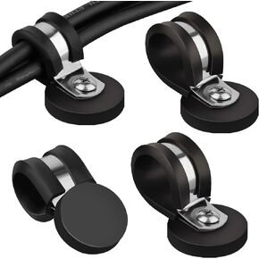 Magnetic Cable Clamps,Heavy Duty 4PCS 3/4 Inch Rubber Cushioned Wire Clamps,Non-slip Stainless Steel Insulated Cable Clips Holder for Hose,Pipe,Rope,Wire Cord,Tube