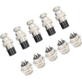4 Pin Metal Male Female Panel Connectorplug 12mm GX12-4P Silver Aviation Plug - (5 Sets)