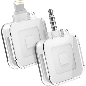 Lanyard Case for Square Reader for Magstripe with 3.5mm Headset Jack or Lightni Connector Cover Case for Square Reader for Magstripe Holder (2 Packs, Transparent