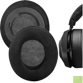 Geekria Comfort Velour Replacement Ear Pads for Razer Kraken Pro V2, 7.1 V2, 7.1 Chroma V2, Kraken Pro V2 Pewdiepie/Stormtrooper Headphones Ear Cushions, Headset Earpads, Ear Cups Repair (Black)