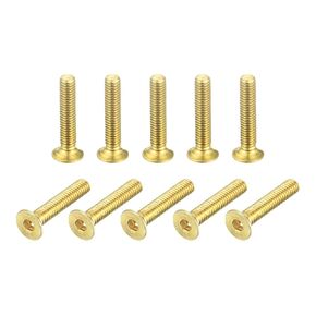 مسامير غطاء مقبس الرأس المسطحة من uxcell، M2.5-0.45 x 16 مم براغي تثبيت محرك سداسي داخلي من النحاس 48 قطعة