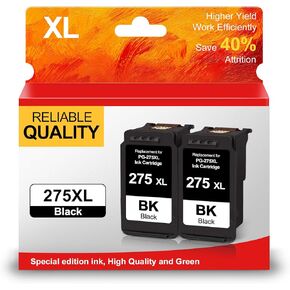 PG-275XL Black Ink Cartridges Combo Pack Remanufactured for Canon 275 XL PG-275 275 High Yield for PIXMA TS3500 TS3520 TS3522 TR4700 TR4720 TR4722 Printer (2 Black)