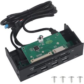 5.25inches Internal Card Reader, Sunshine tipway STW 5.25 inches Internal Card Reader, Media Multi Function Dashboard, PC Front Panel Type C USB 3.1 Support CF MD XD MMC TF M2 MS