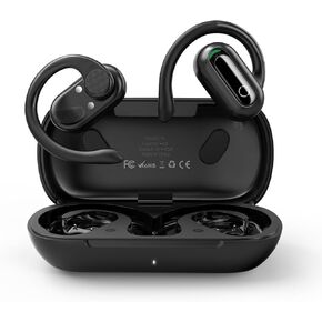 Open Ear Headphones Bluetooth 5.3 Wireless Earbuds for iPhone & Android, Wireless Open Ear Earbuds with Rotatable Earhooks, Deep Bass, IPX7 Waterproof Earphones for Sports, Workouts, Running, Cycling
