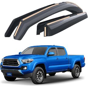 Goodyear Shatterproof in-Channel Window Deflectors for Trucks Toyota Tacoma 2016-2023 Double Cab, Rain Guards, Window Visors, Vent Deflector, Truck Accessories, 4pcs- GY003409