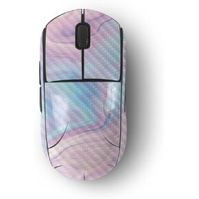 MightySkins Carbon Fiber Skin Compatible with Logitech G Pro Wireless Gaming Mouse - Pastel Wave | Protective, Durable Textured Carbon Fiber Finish | Easy to Apply