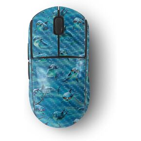 MightySkins Carbon Fiber Skin Compatible with Logitech G Pro Wireless Gaming Mouse - Dolphin Gang | Protective, Durable Textured Carbon Fiber Finish | Easy to Apply