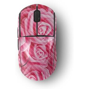 MightySkins Carbon Fiber Skin Compatible with Logitech G Pro Wireless Gaming Mouse - Super Pink Roses | Protective, Durable Textured Carbon Fiber Finish | Easy to Apply