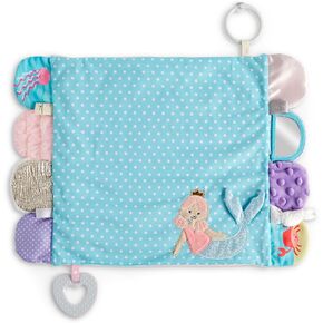 DEMDACO Mermaid and Friends Teal and Pink 17 x 11.5 Inch Polyester Childrens Plush Activity Blankie