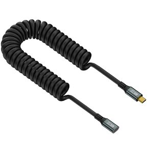 Duttek USB C Extension Coiled Cable 6ft, Coiled USB C to USB C Cable 20Gbps, USB C Male to Female Extension Cable 100W, Type C Extender Cord for Laptop Tablet Mobile Phone and More