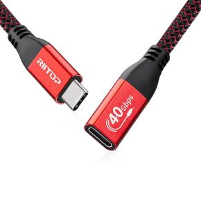 RIITOP USB4 Extension Cable Short [40Gbps, 1FT], USB C 4.0 Male to Female Cord Extender Compatible with Thunderbolt 3/4 for Dell Thunderbolt Dock, eGPU