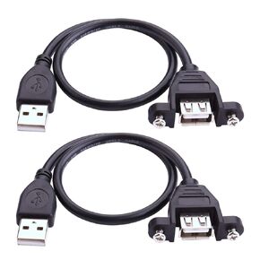iGreely USB Extension Cable 2Pack 1Ft/30cm USB 2.0 Panel-Mount Type A Male to Type A Female Cable