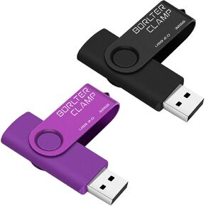 BorlterClamp 32GB USB Flash Drive 2 Pack USB 2.0 Drive Pack Bulk Swivel Memory Stick Colorful Thumb Drive USB Storage Pen Drive, Black and Purple
