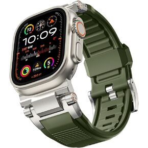 R-Steel FKM Rugged Bands Compatible with Apple Watch Ultra 2/Ultra Band 49mm/45mm/44mm/42mm for Men, Military Sport Replacement Strap for iWatch SE2/SE/9/8/7/6/5/4/3/2/1