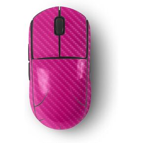 MightySkins Carbon Fiber Skin Compatible with Logitech G Pro Wireless Gaming Mouse - Solid Hot Pink | Protective, Durable Textured Carbon Fiber Finish | Easy to Apply