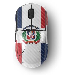 MightySkins Carbon Fiber Skin Compatible with Logitech G Pro Wireless Gaming Mouse - Dominican Flag | Protective, Durable Textured Carbon Fiber Finish | Easy to Apply