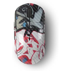 MightySkins Carbon Fiber Skin Compatible with Logitech G Pro Wireless Gaming Mouse - Graffiti Mash Up | Protective, Durable Textured Carbon Fiber Finish | Easy to Apply
