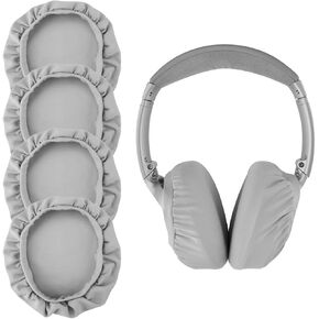 Linkidea Fabric Headphones Ear Cover, Washable Sanitary Earpads Protectors for Gym, Gaming, 2 Pairs Cloth Sweat Cover for Headphones Ear Cups (Size M, Light Grey)