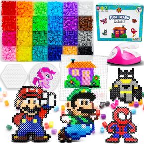FUNZBO 30000 5mm Fuse Beads Kit with Iron - Arts and Crafts Decoration, Toys Crafts for Kids Teens Adults, Art Project Decoration, Gifts for Girls & Boys Age 5+
