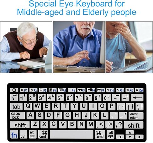 HXMJ-Large Print Computer Keyboard | Quiet Scissor Switch | Full Size | Wired USB High Contrast Keyboard with Oversized Letters for Seniors and Visually Impaired Low Vision Individuals-Yellow in Saudi Arabia