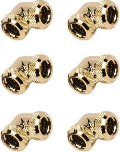 Osprey 6 Pack G1/4" Thread Female to Female Compression Fittings, Brass and Nickel 90° Rotary Extender Fitting, 90 Degree Angle Adapter Connecter for Computer Water Cooling System (White, 12MM OD) in Saudi Arabia
