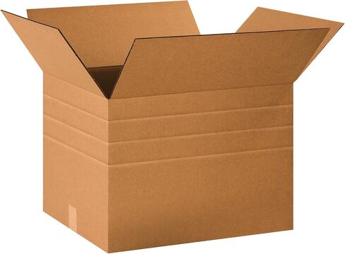 BOX USA 15 عبوة من صناديق الورق المقوى المموج مزدوجة الجدار شديدة التحمل، 45.72 سم طولًا × 35.56 سم عرضًا × 30.48 سم ارتفاعًا، كرافت، شحن، تعبئة وتحريك in Saudi Arabia