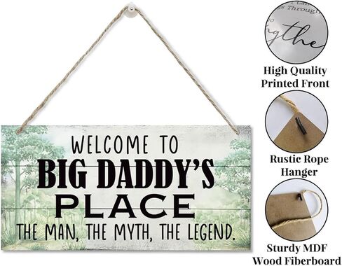 لافتة ذات طراز عتيق، مرحبًا بكم في Pop Pop's Place The Man، The Myth، The Legend. لافتة خشبية معلقة لديكور المنزل، لافتة فنية جدارية خشبية مطبوعة، هدية عيد الأب للجد مقاس 12 × 6 بوصة in Kuwait