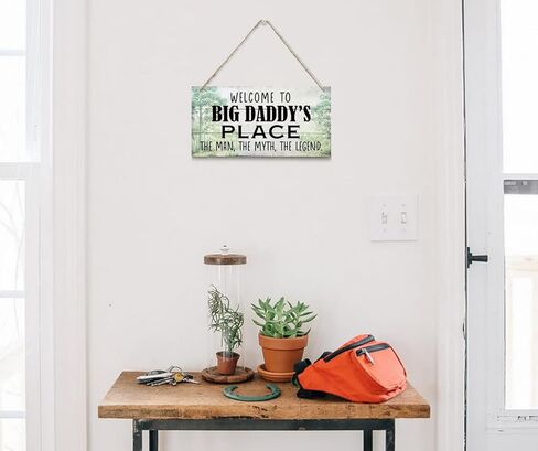 لافتة ذات طراز عتيق، مرحبًا بكم في Pop Pop's Place The Man، The Myth، The Legend. لافتة خشبية معلقة لديكور المنزل، لافتة فنية جدارية خشبية مطبوعة، هدية عيد الأب للجد مقاس 12 × 6 بوصة in Kuwait