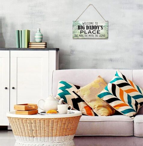 لافتة ذات طراز عتيق، مرحبًا بكم في Pop Pop's Place The Man، The Myth، The Legend. لافتة خشبية معلقة لديكور المنزل، لافتة فنية جدارية خشبية مطبوعة، هدية عيد الأب للجد مقاس 12 × 6 بوصة in Kuwait