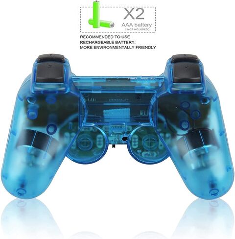 Wireless Controller for PS2,Built-in Dual Vibration 2.4G Gamepad Joystick Compatible for PS2 Controller (Clear Blue) in Saudi Arabia