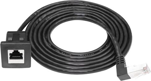 كابل تمديد الشبكة RIIEYOCA RJ45، زاوية 90 درجة ذكر إلى أنثى LAN Ethernet Cat 5e، أسود (2 متر) in Kuwait